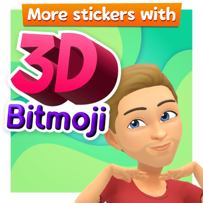 ein Beispiel für einen 3D-Bitmoji-Avatar, weitere Sticker mit 3D-Bitmoji 