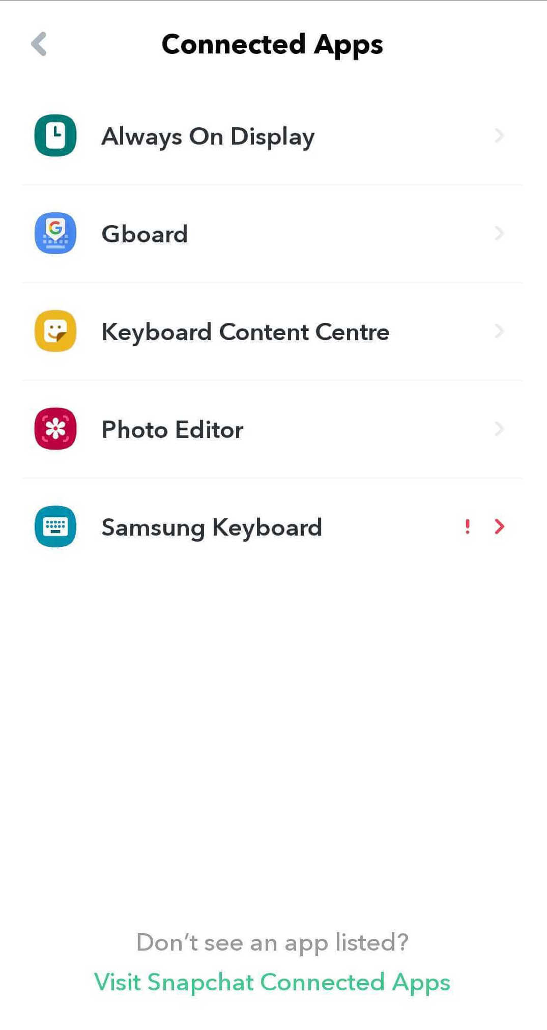 Auf der Seite „Verbundene Apps“ werden Apps aufgelistet, mit denen eine Verbindung hergestellt oder getrennt werden kann.